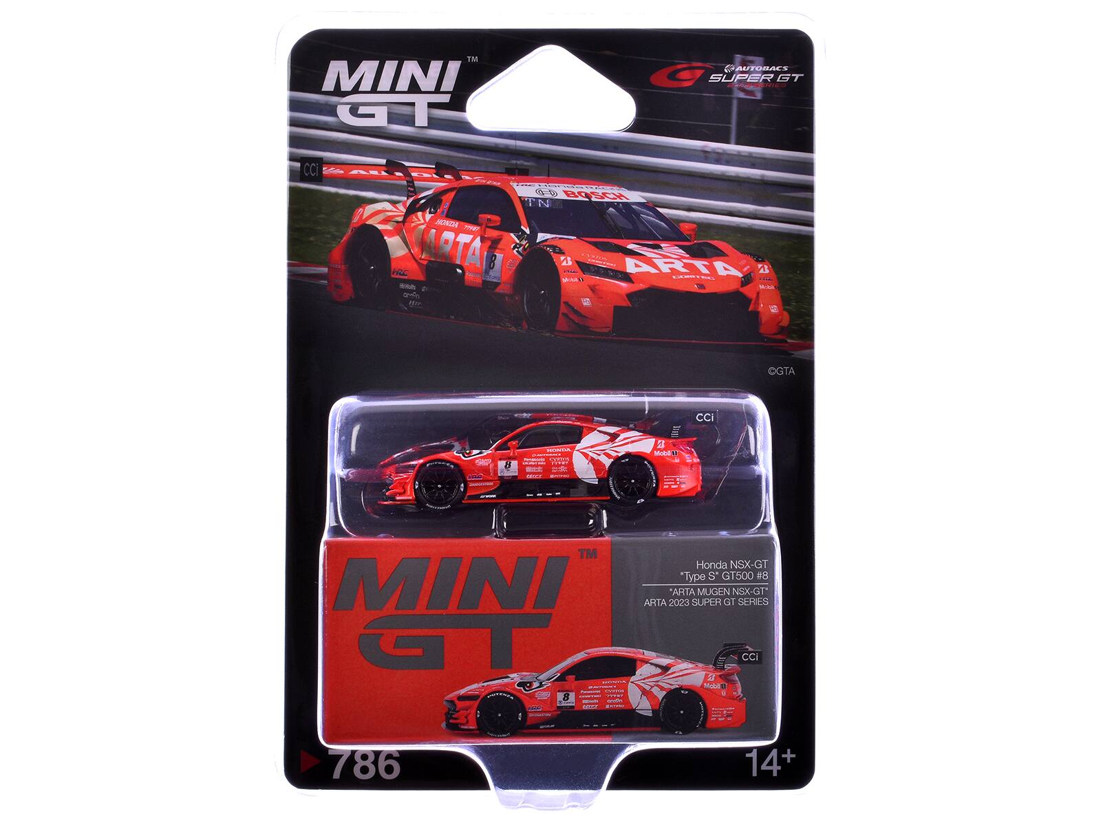 MINI GT  
Honda NSX-GT "Type S GT500 #8"  
ARTA 2023 SUPER MUGEN GT  
NEX-GT" SERIES  
CCI  
AUTOBACS SUPER GT  
BOSCH  
ARTA  
Mobell  
CCI  
786  
14+
