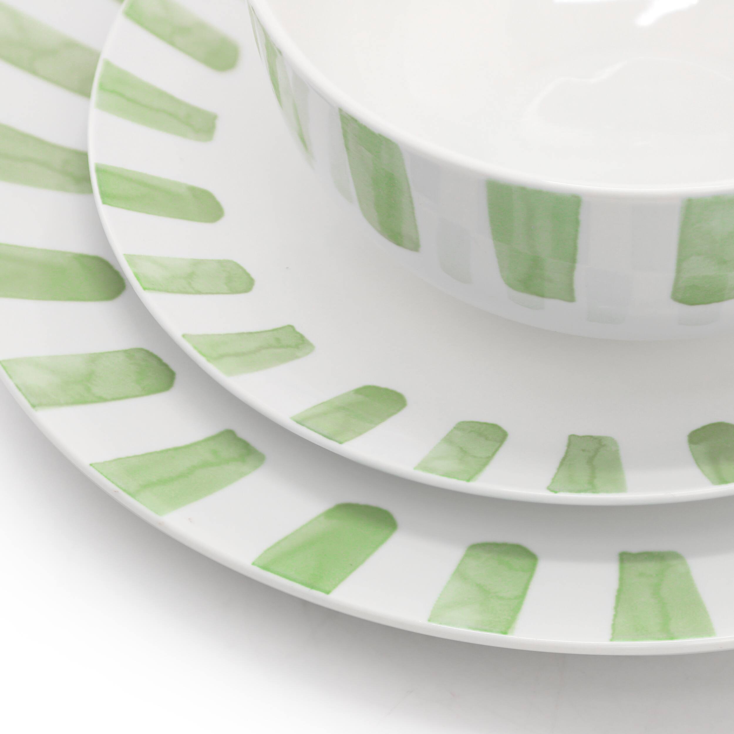 Alt View 3. Gibson - Gibson Home Pacific Waves 12 Piece Round Ceramic Dinnerware Set in Green - Green.