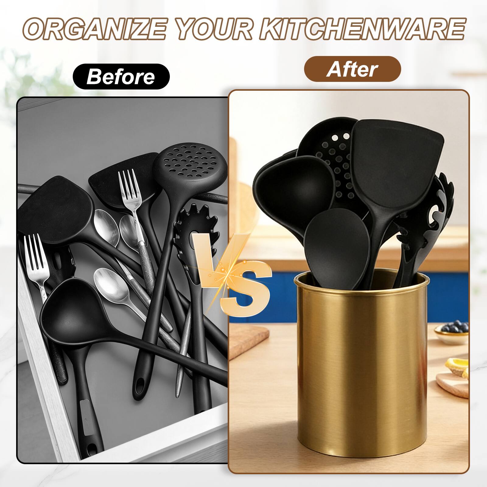 ORGANIZE YOUR KITCHENWARE

Before

After
