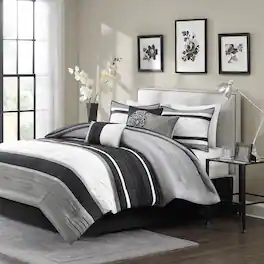 Gracie Mills - Madge 7-Piece Traditional Comforter Set - Gray