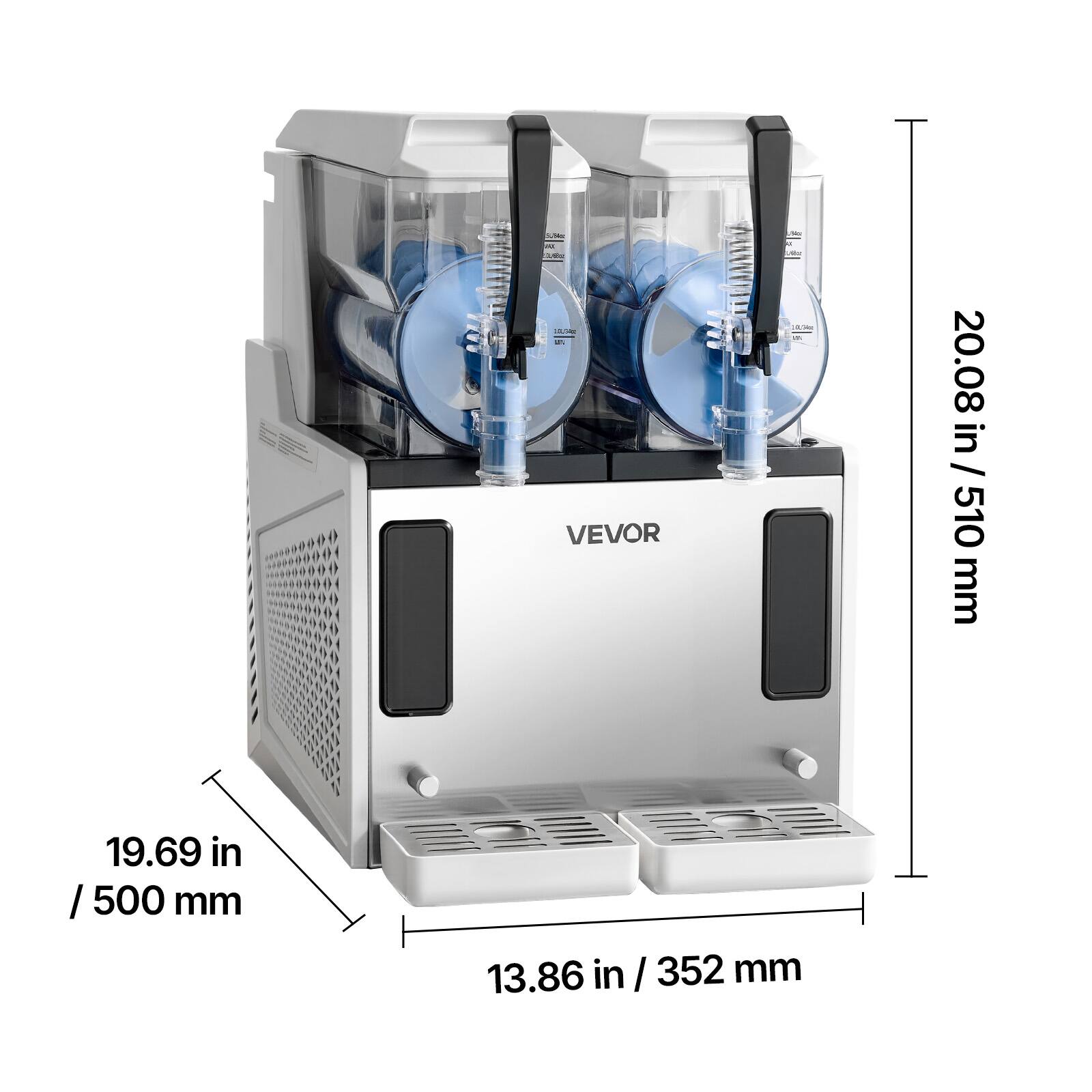 - VEVO
- 20.08 in / 510 mm
- 19.69 in / 500 mm
- 13.86 in / 352 mm
