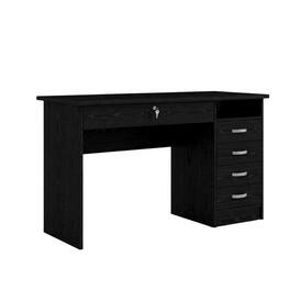 FurniFact - 5-Drawer Computer Desk with Storage for Home Office or Workspace - Black