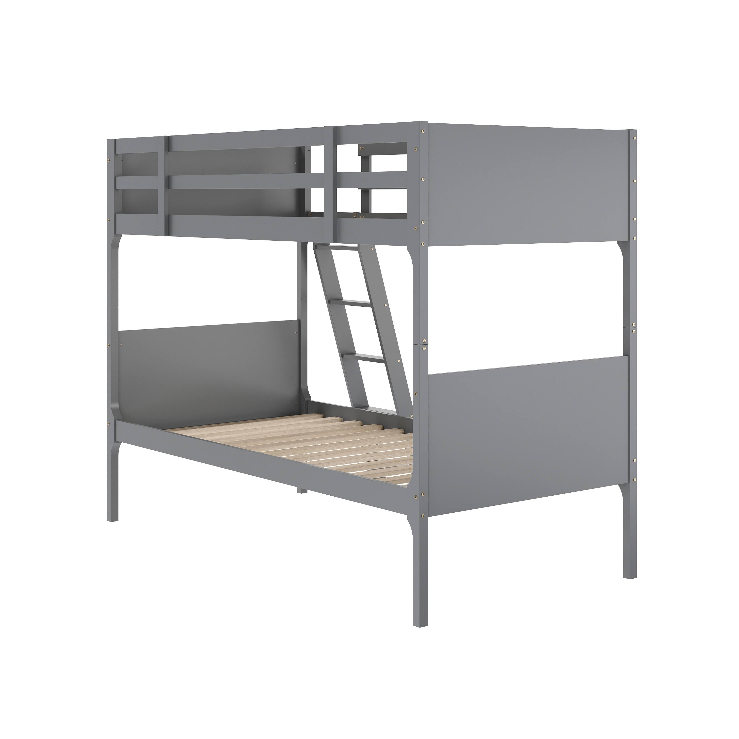 Alt View 1. Emma + Oliver - Samuel Kids Bunk Bed with Convertible, Solid Wood Slatted Frame and Easy-to-Climb Ladder with No Box Spring Required - Gray.