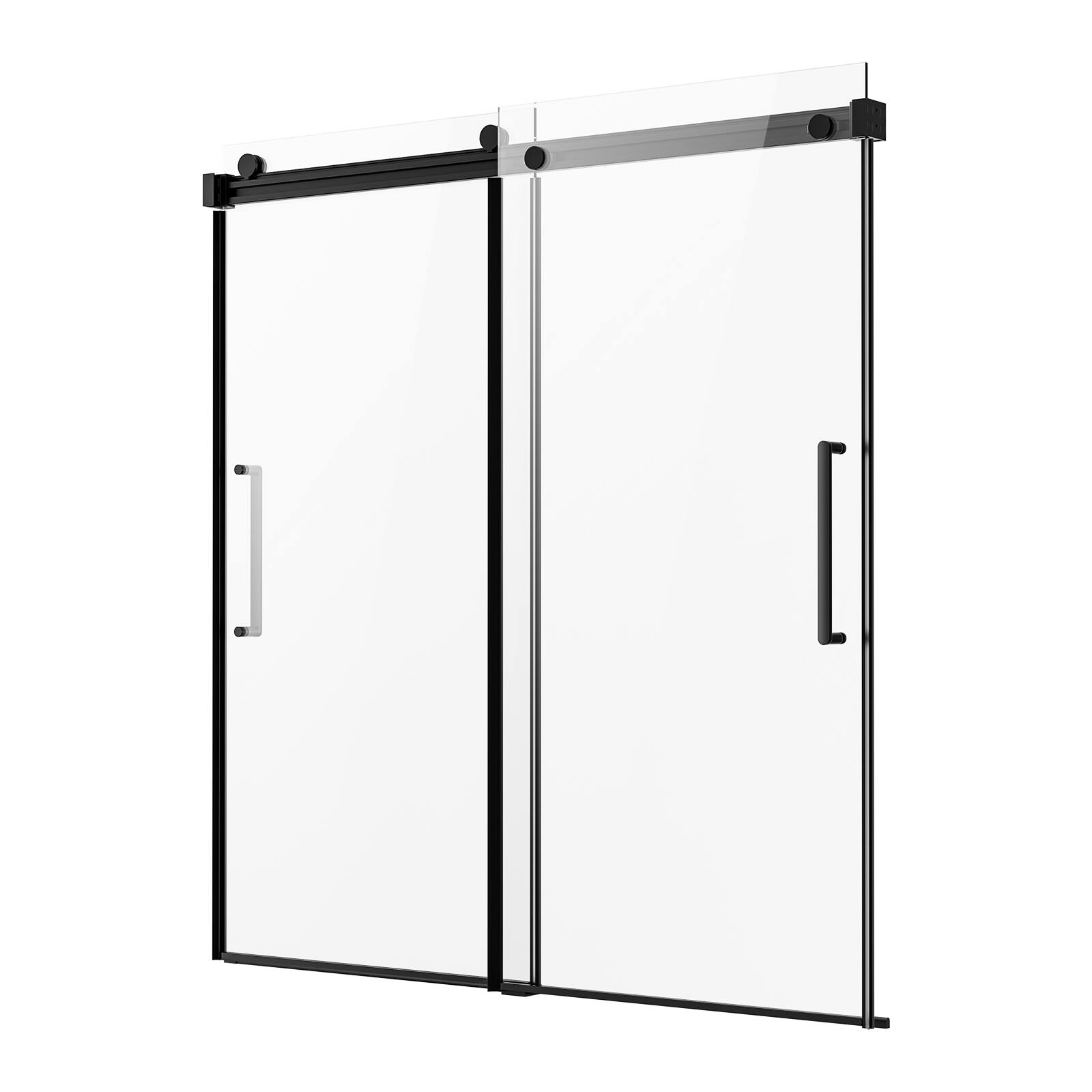 Alt View 5. VEVOR - Frameless Sliding Bathtub Door, 56-60 in.W x 60 in.H, Frameless Shower Glass Door, Frameless Double Sliding Tub Door - Black.