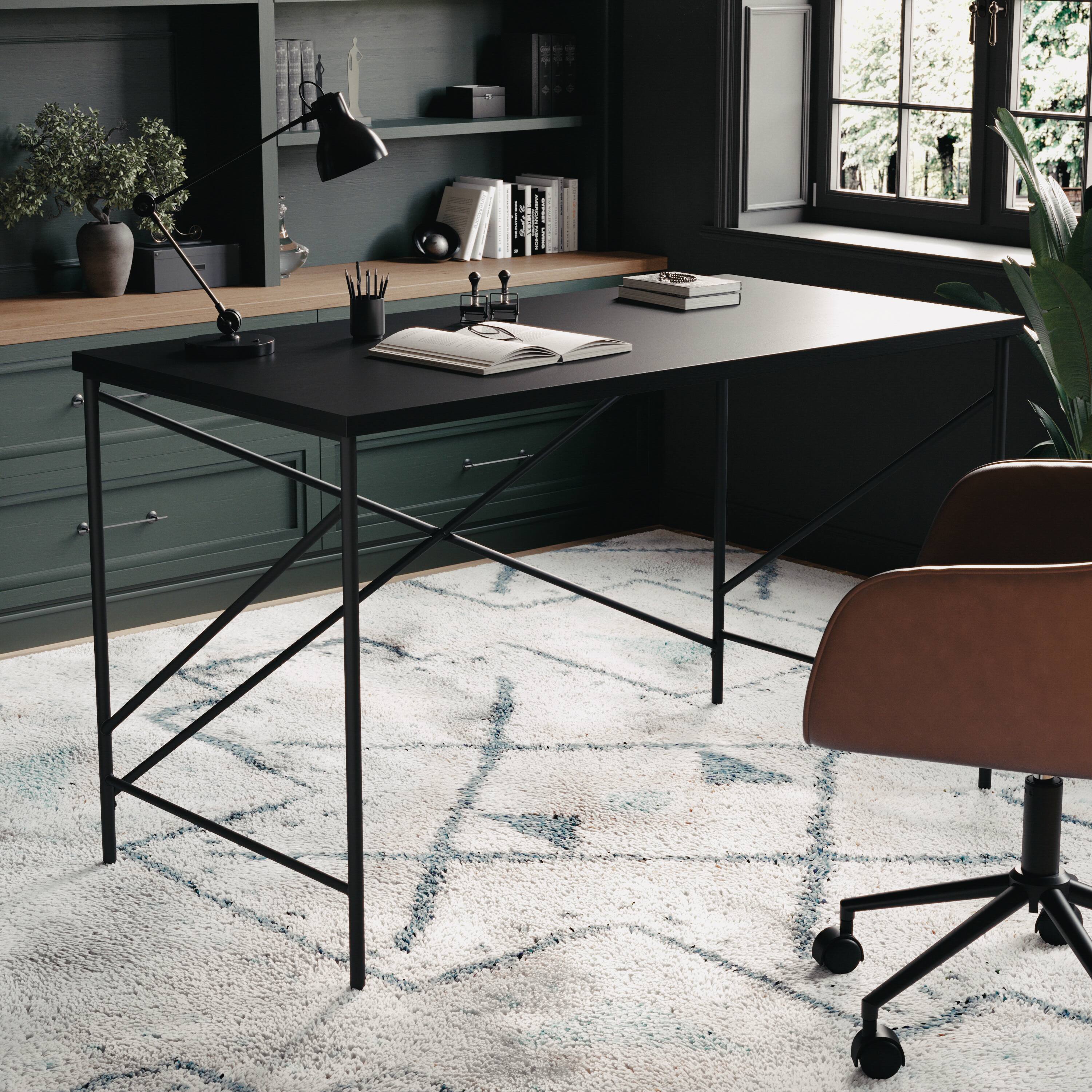 Alt View 14. Martha Stewart - Maddox Black Wood Grain Parsons Desk - Black Top/Oil Rubbed Bronze Frame.