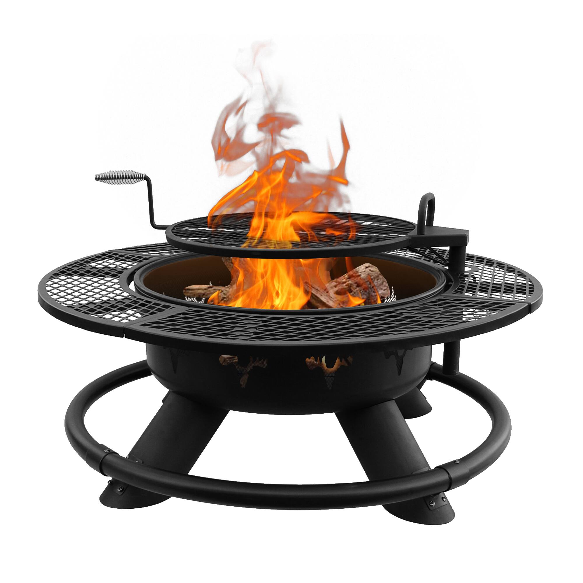 Alt View 11. Bestier - 47" Wood Burning Fire Pit Outdoor Backyard Patio Fire Pit with Cooking Grill Grate - Deer Head Style - Black.