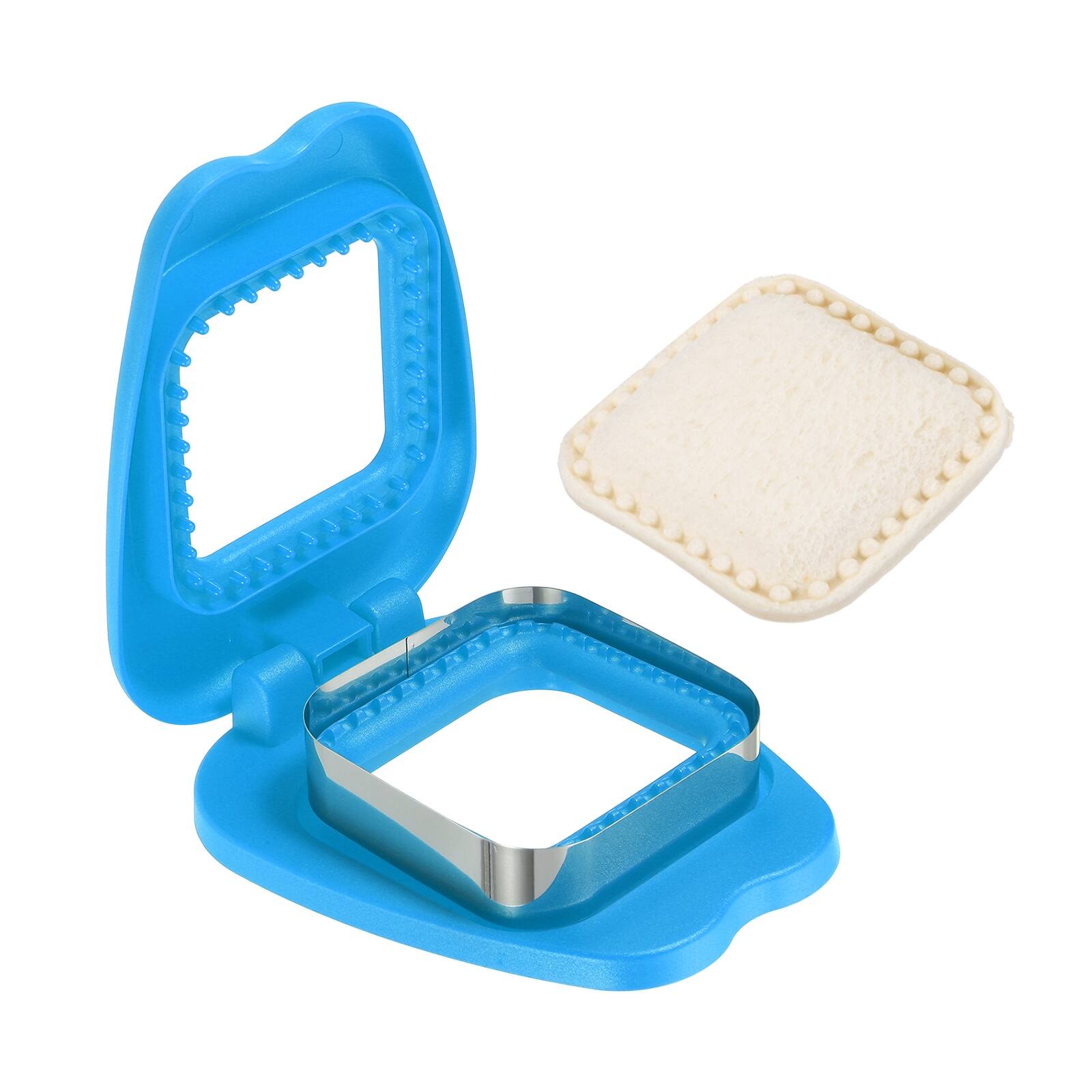 Front. Unique Bargains - Crustless Sandwich Cutter, Square Apple Shape Uncrustable Sealer for DIY Breakfast Lunch Tea - Blue.