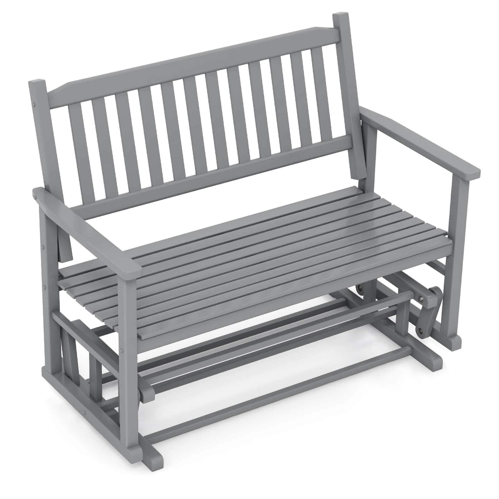 Front. Costway - Patio Glider Loveseat Chair Swing Rocking Bench with Slatted Seat & Curved Backrest - Gray.