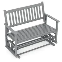 Costway Patio Glider Loveseat Chair Swing Rocking Bench with Slatted Seat & Curved Backrest - Gray - Front_Zoom