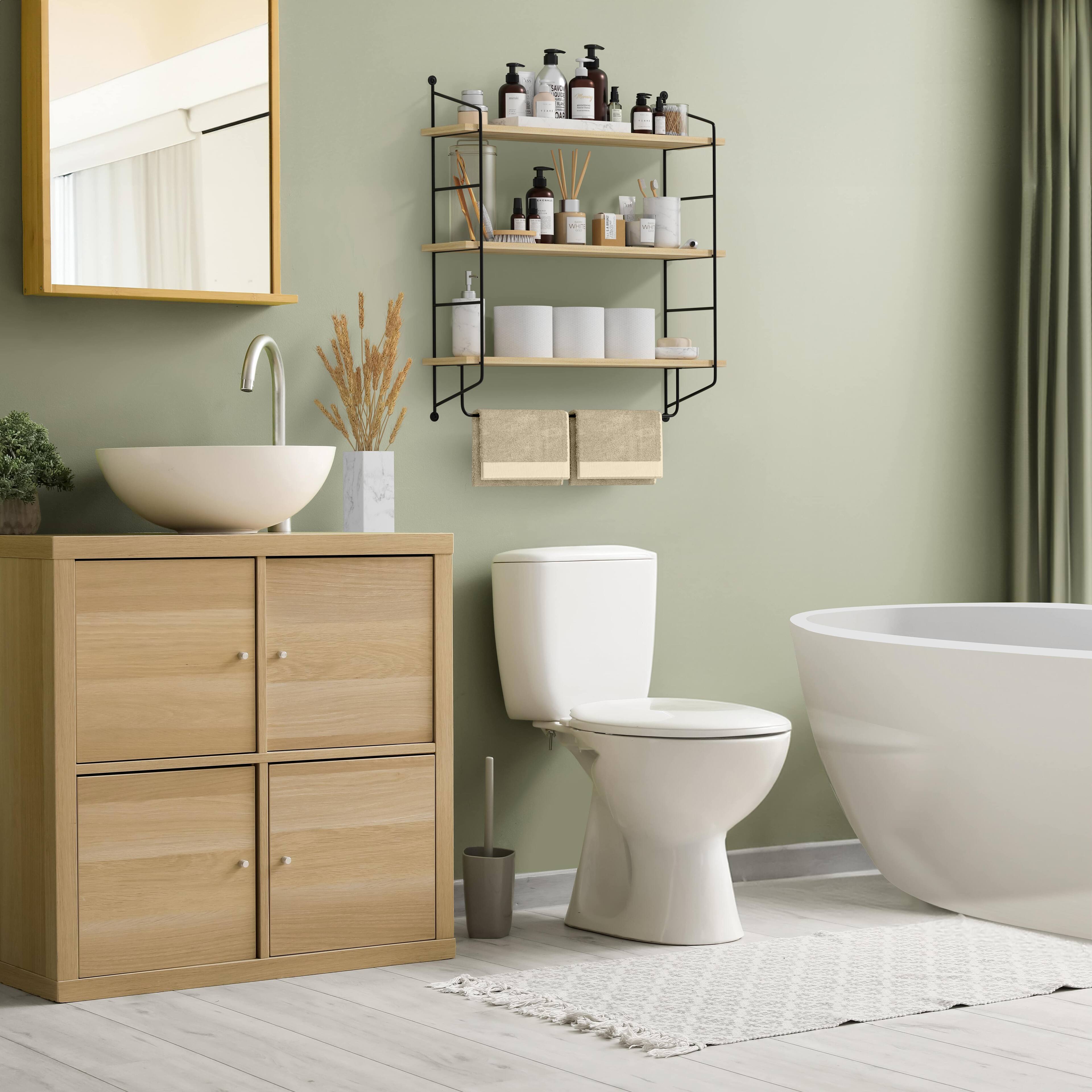 Alt View 2. Sorbus - Sorbus 3-Tier Floating Bathroom Shelves for Wall - Wood Wall Storage for Towels, Over The Toilet Storage Cabinet - Maple.