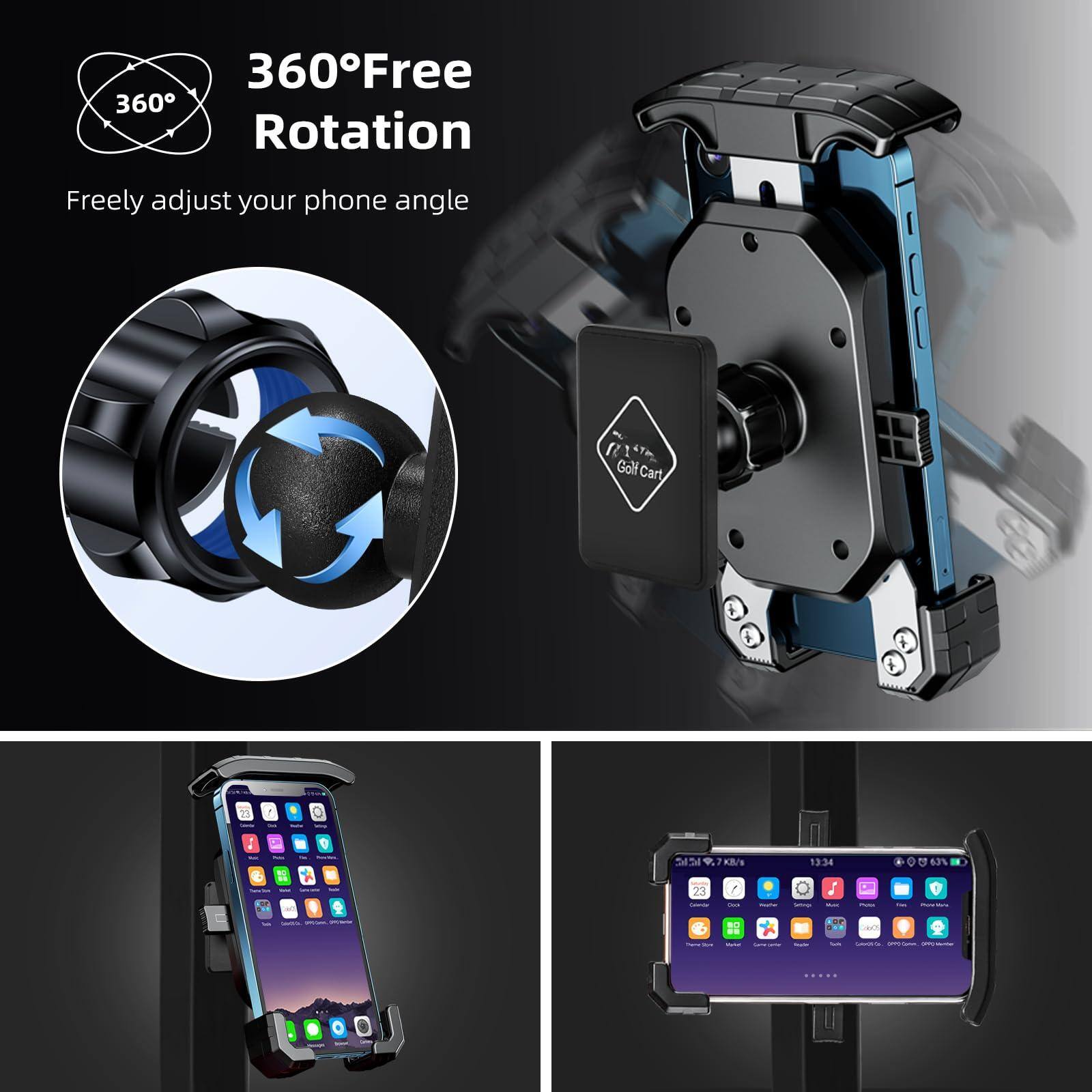 360° Free Rotation  
Freely adjust your phone angle  

1 R Golf Cart