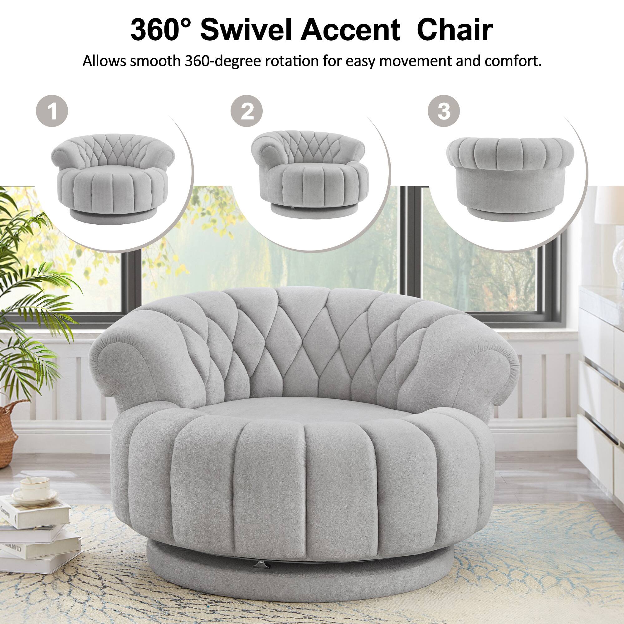 360° Swivel Accent Chair  
Allows smooth 360-degree rotation for easy movement and comfort.
