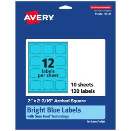 Avery - Printable Arched Square Labels, Bright 2" x 2-3/16", 120ct - Blue