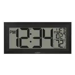 La Crosse Technology - 15 Inch Textured Atomic Digital Wall Clock with Indoor Temperature - Black