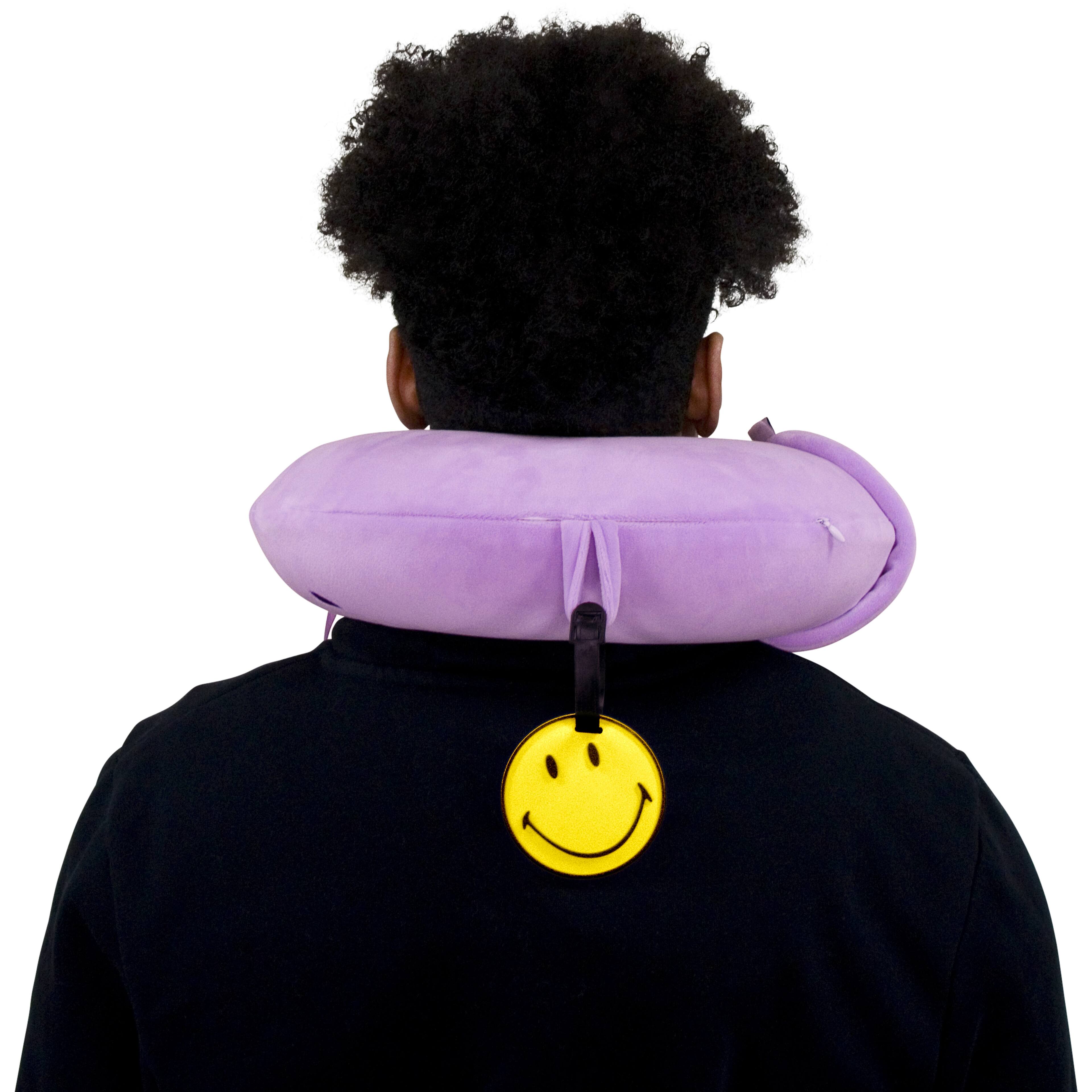 Alt View 2. Smiley World - SMILEY Purple Smiley Patch Marshmallow Memory Foam Travel Pillow - Purple.