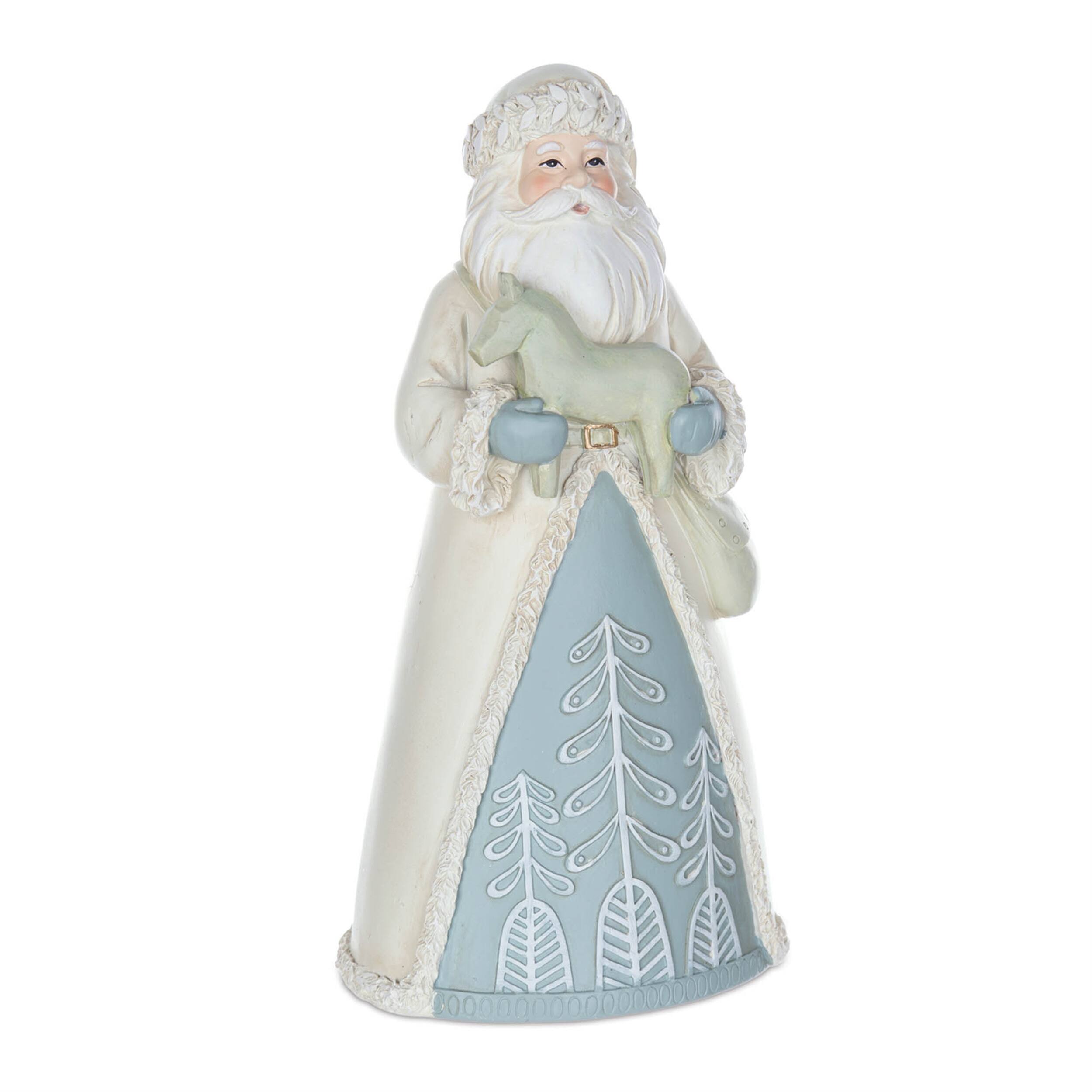 Left. BreeBe - Winter Santa Figurine (Set of 2) - Cream, Red, Green.