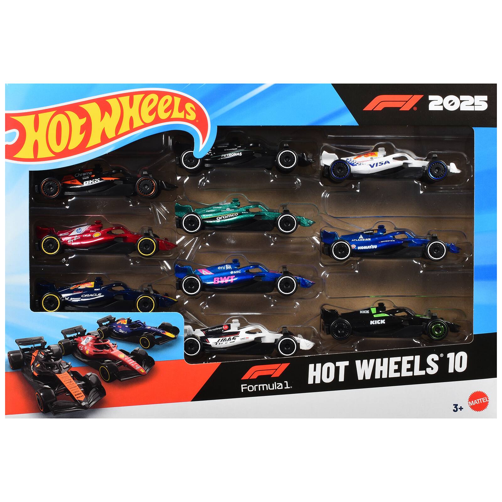 Hot Wheels 10 Formula 1. MATTEL 3+
