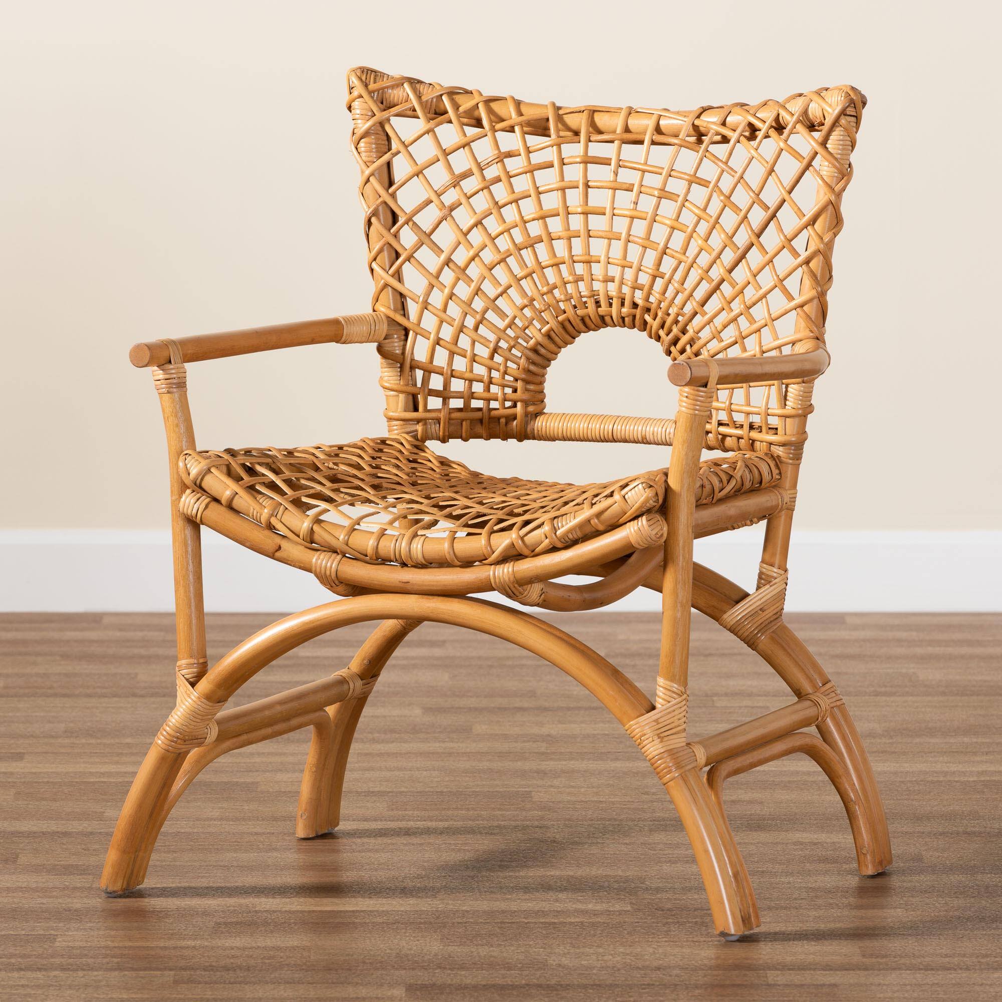 Alt View 5. bali & pari - Mamba Bohemian Natural Rattan Arm Chair - Light Honey.