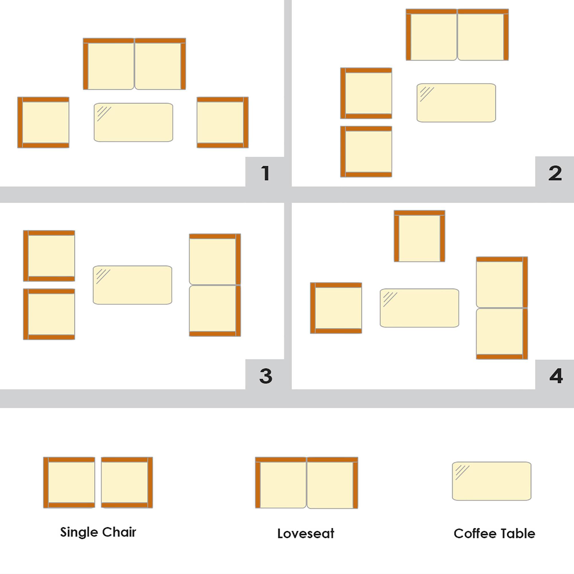 1 2 3 4 Single Chair Loveseat Coffee Table