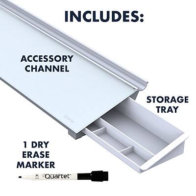 INCLUDES:
- ACCESSORY CHANNEL
- STORAGE TRAY
- 1 DRY ERASE MARKER
- "Quartet"