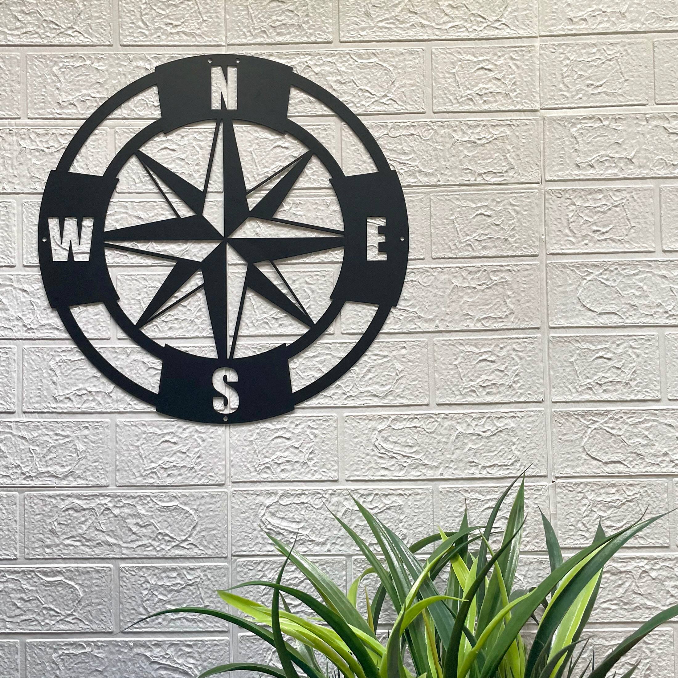 Alt View 3. Chesapeake Bay - Intricate Metal Compass Rose Wall Art – 15.5 Inch Diameter – Durable Laser-Cut Design – Perfect for Nautical Decor - Black.
