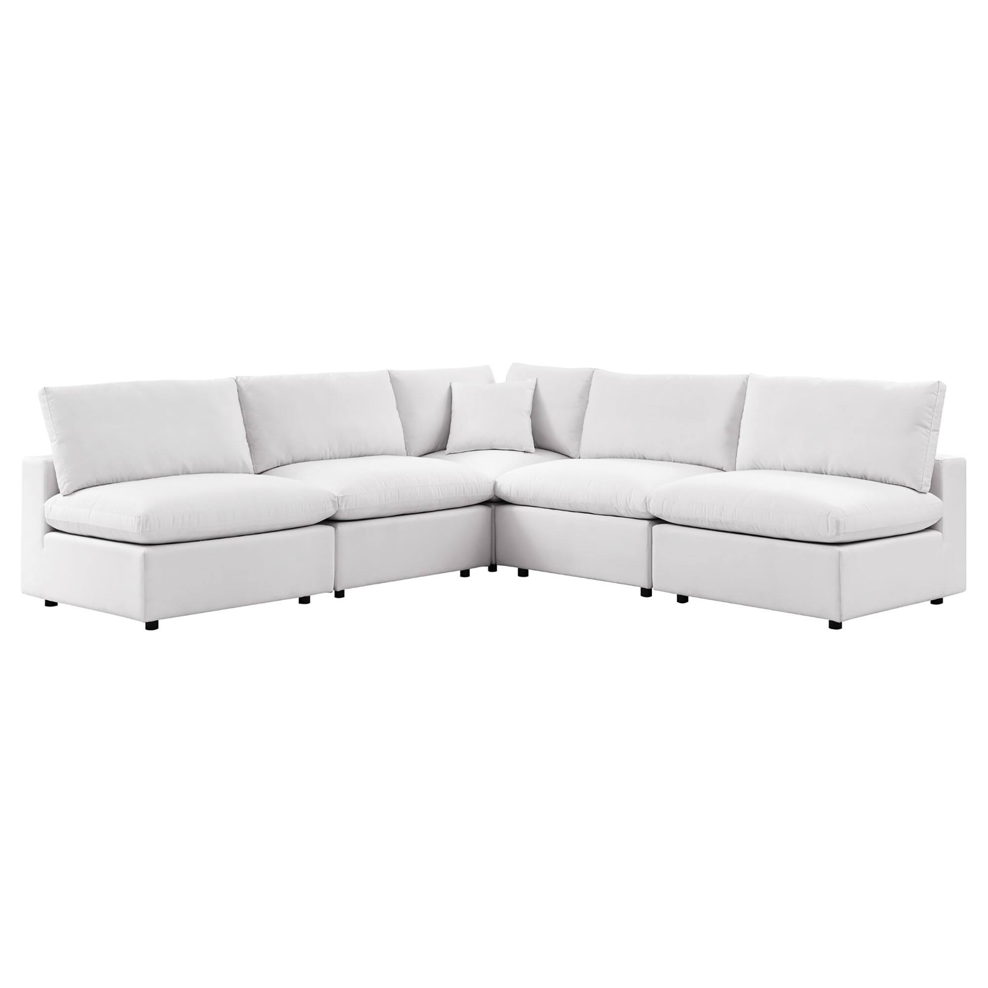 Angle. Modway - Commix 5-Piece Outdoor Patio Sectional Sofa by Modway - White.