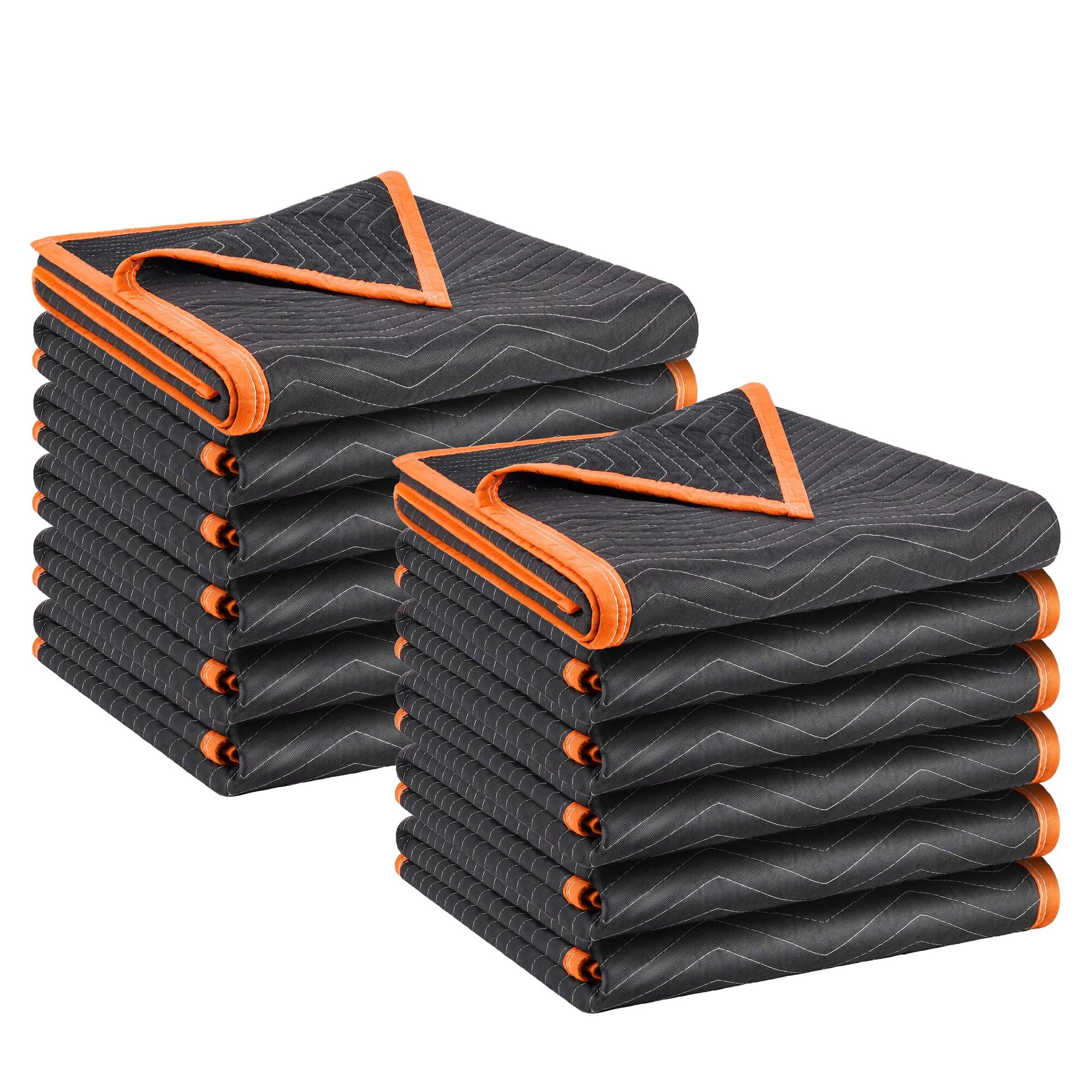 Front. SKONYON - 12-Pack Moving Packing Blankets, 72 x 40 Inches Heavy Duty Quilted Furniture Pads for Shipping and Moving - Orange.
