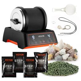 VEVOR - Rock Tumbler Kit, 2 lbs Rock Polishing Kit, 4 Speed Settings 9-Day Polishing Timer Stone Polishing Kit, Rock Polisher - Orange + Black