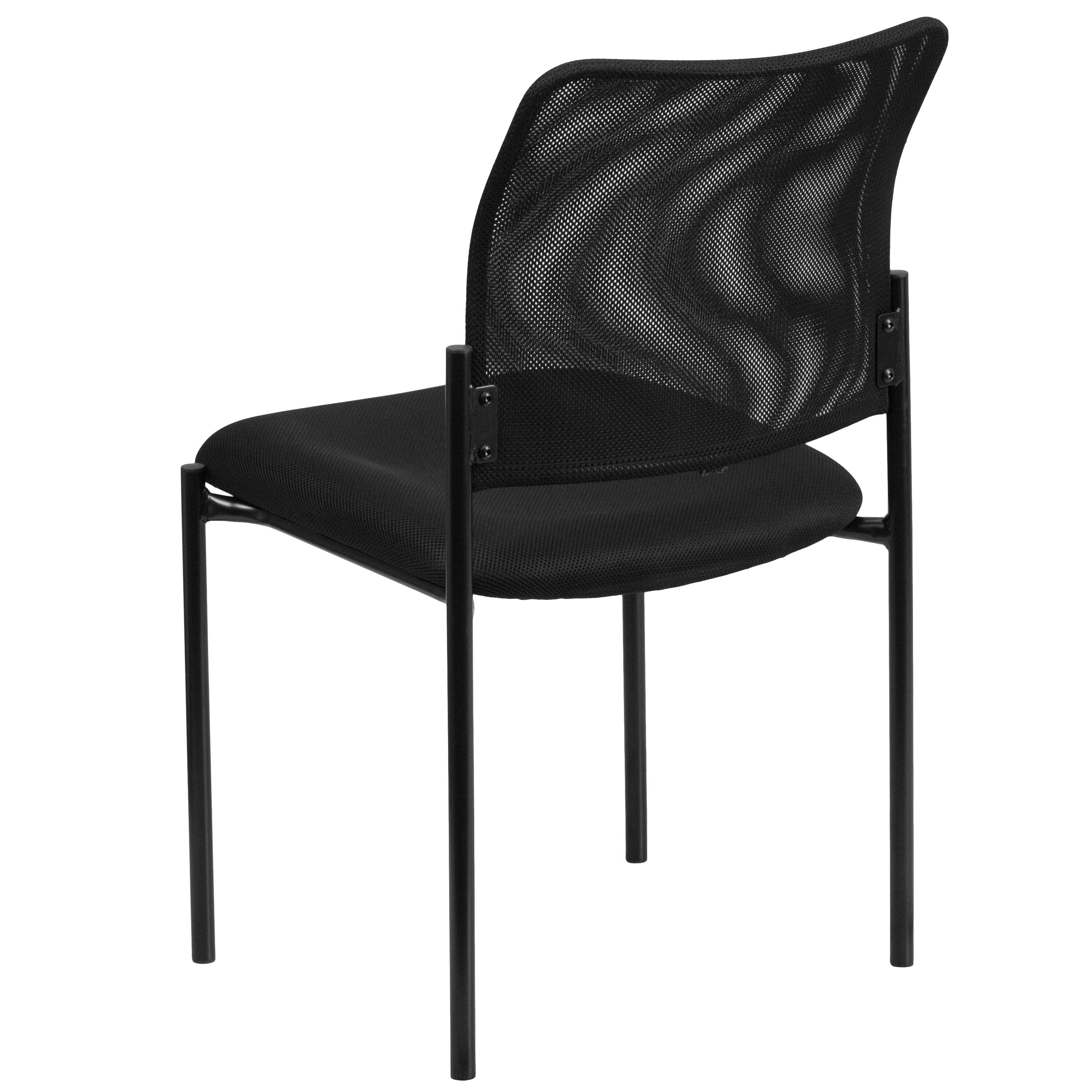 Alt View 5. Emma + Oliver - Mesh Comfortable Stackable Steel Side Chair - Black.