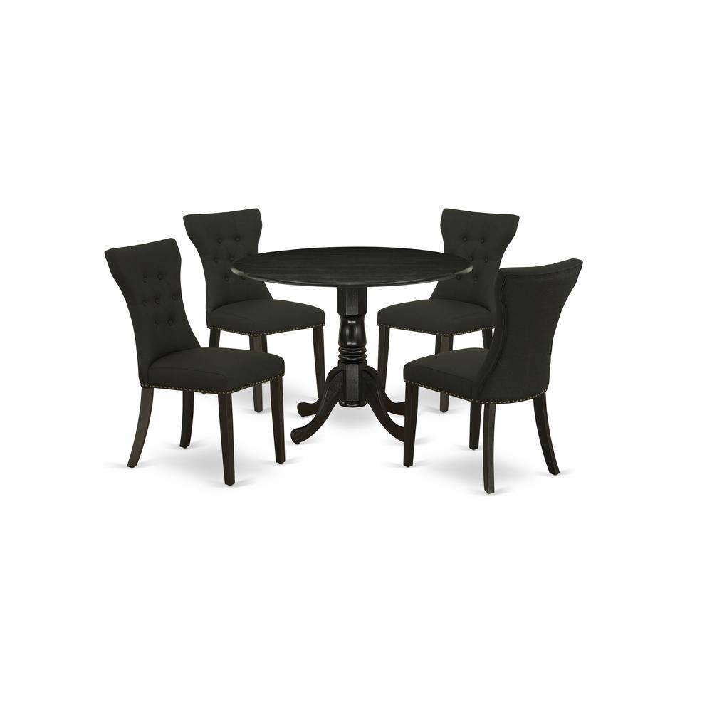 Angle. East West Furniture - Dining Room Set Wirebrushed Black - Brown.