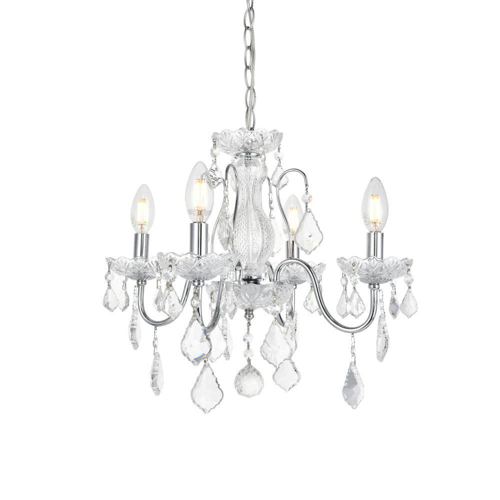 Angle. Elegant Lighting - St. Francis 4 light Chrome Pendant Clear Royal Cut Crystal - Chrome.