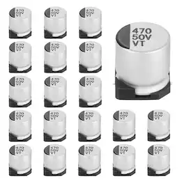 Unique Bargains - 470uF 50V SMD Aluminum Electrolytic Capacitor, Low Impedance, 12x13.5mm, 20pcs, for TV/Computer/DIY - Silver