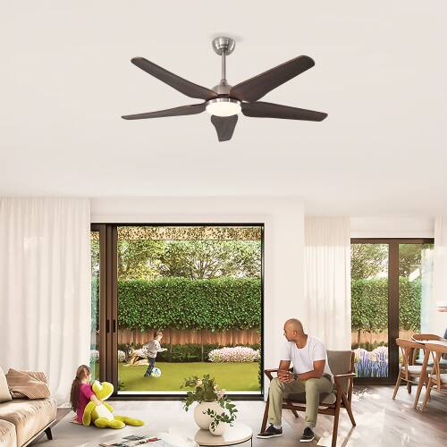 Alt View 3. LUCKY ONE - 52" Ceiling Fan with Light Remote 6-Speed Quiet DC Motor Reversible - Nickel.