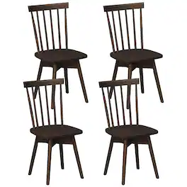 Gymax - Dining Chairs Set of 4 Mid Century Rubber Wood Kitchen Chairs w/ Swivel Seat Walnut - Brown