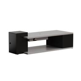 Famapy - 60,000 BTU Outdoor Propane Fire Pit Table with Hidden Tank Storage, Weather Cover and Storage Cabinet - Black & Gray