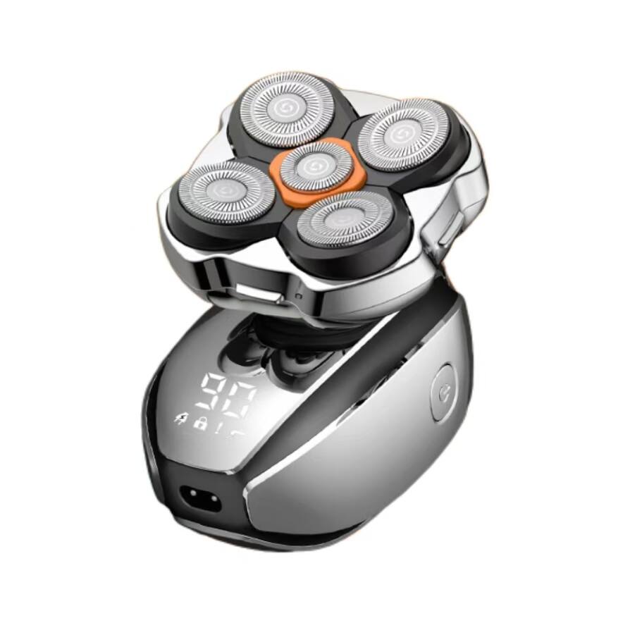 Front. Cluzine - Washable USB Rechargeable Electric Shaver, Multifunctional Face & Bald Head Shaving Machine for Men - Silver.