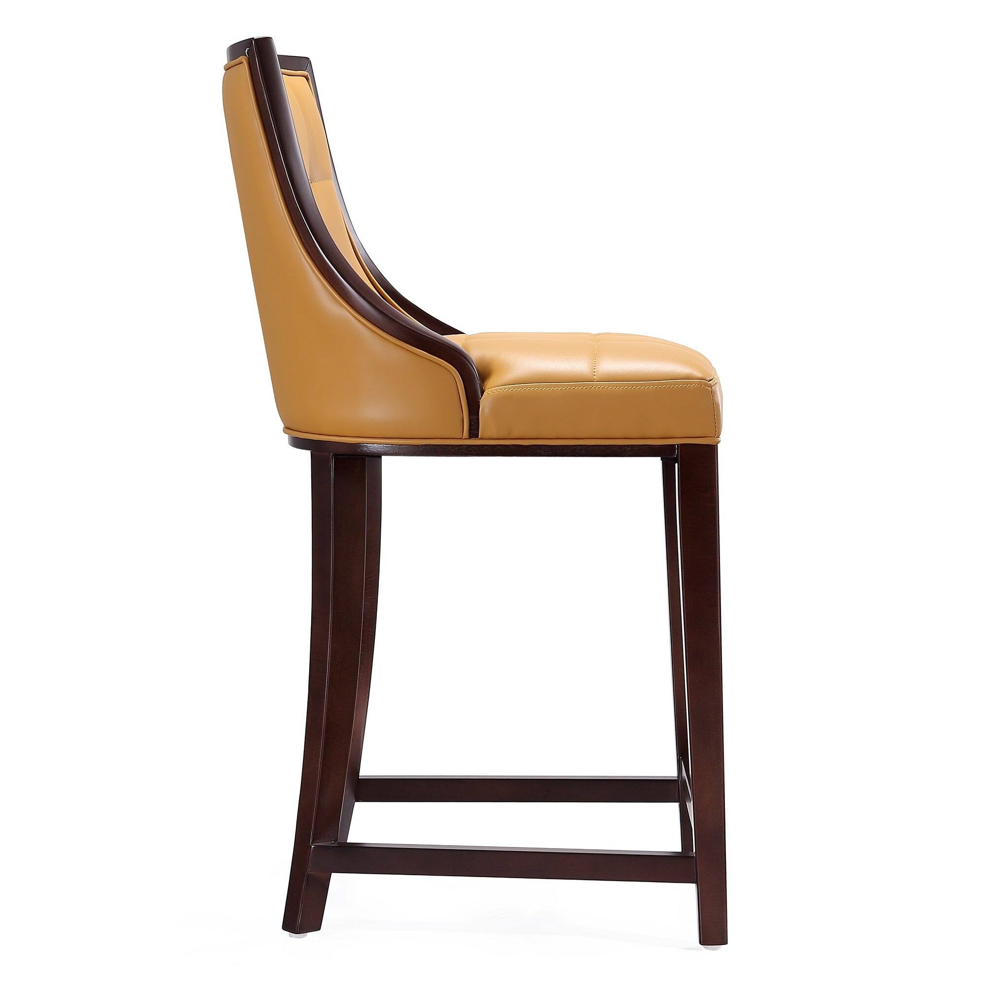 Alt View 1. Manhattan Comfort - Fifth Avenue Traditional Wood Upholstered Counter Stool - Camel.