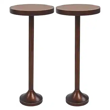 Front. COZAYH - COZAYH Small Pedestal End Table, Living Room Furniture, Light Espresso, Set of 2 - Brown.