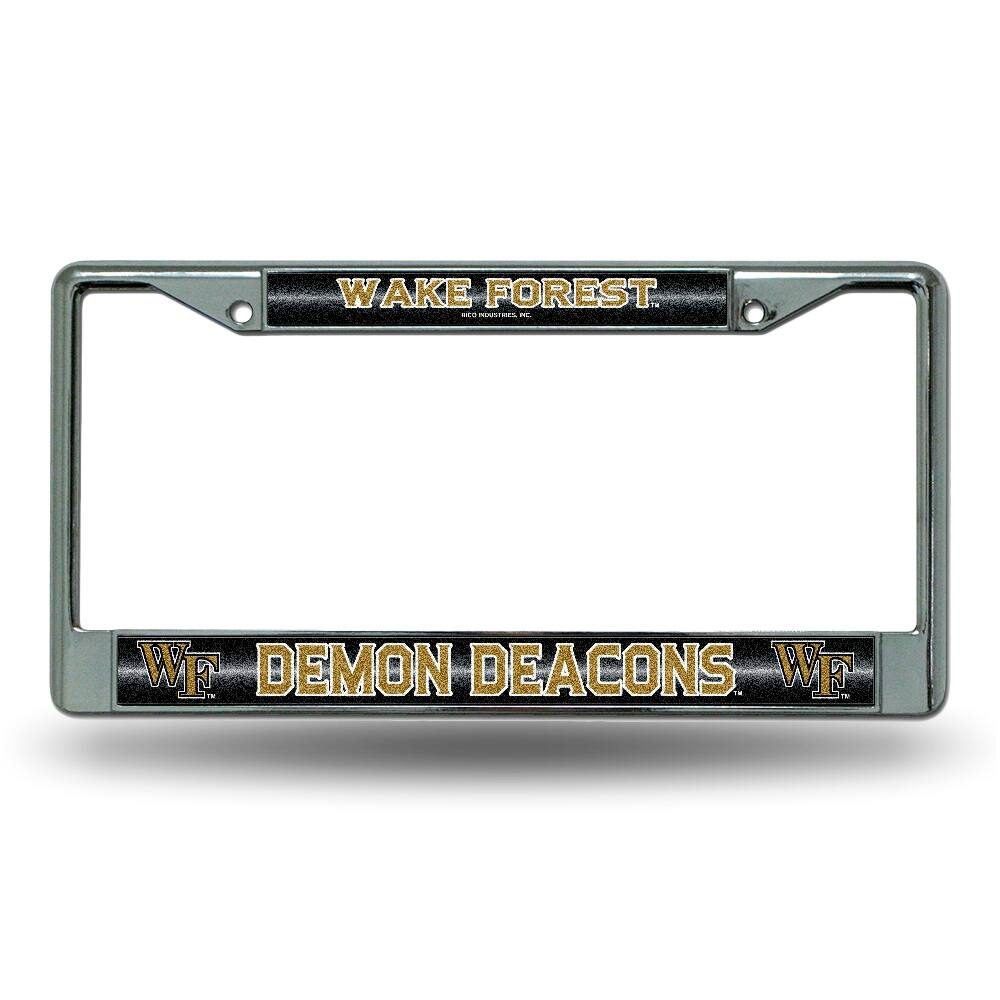 Wake Forest Demon Deacons Sparkly Glitter Bling Look Chrome License Plate Frame