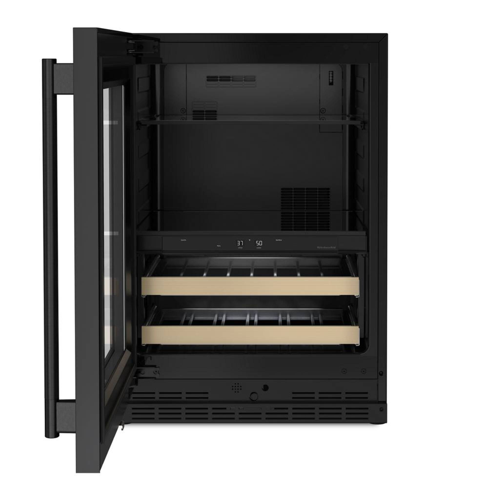 Alt View 1. KitchenAid - 24" Beverage Center with Glass Door and Wood-Front Racks - Black Ore.