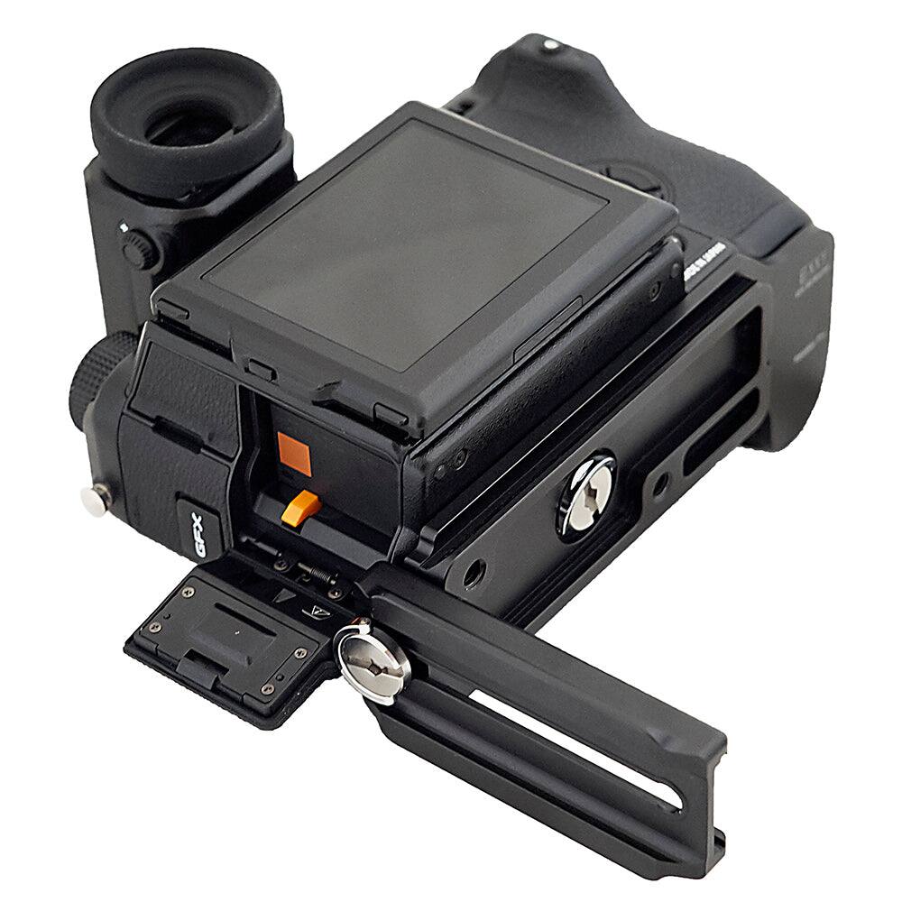 Back. Fotodiox - Exxy L-Bracket f/ Fujifilm GFX 50S Camera - Metal Camera Hand Grip f/ Arca Swiss-Type Quick Release.