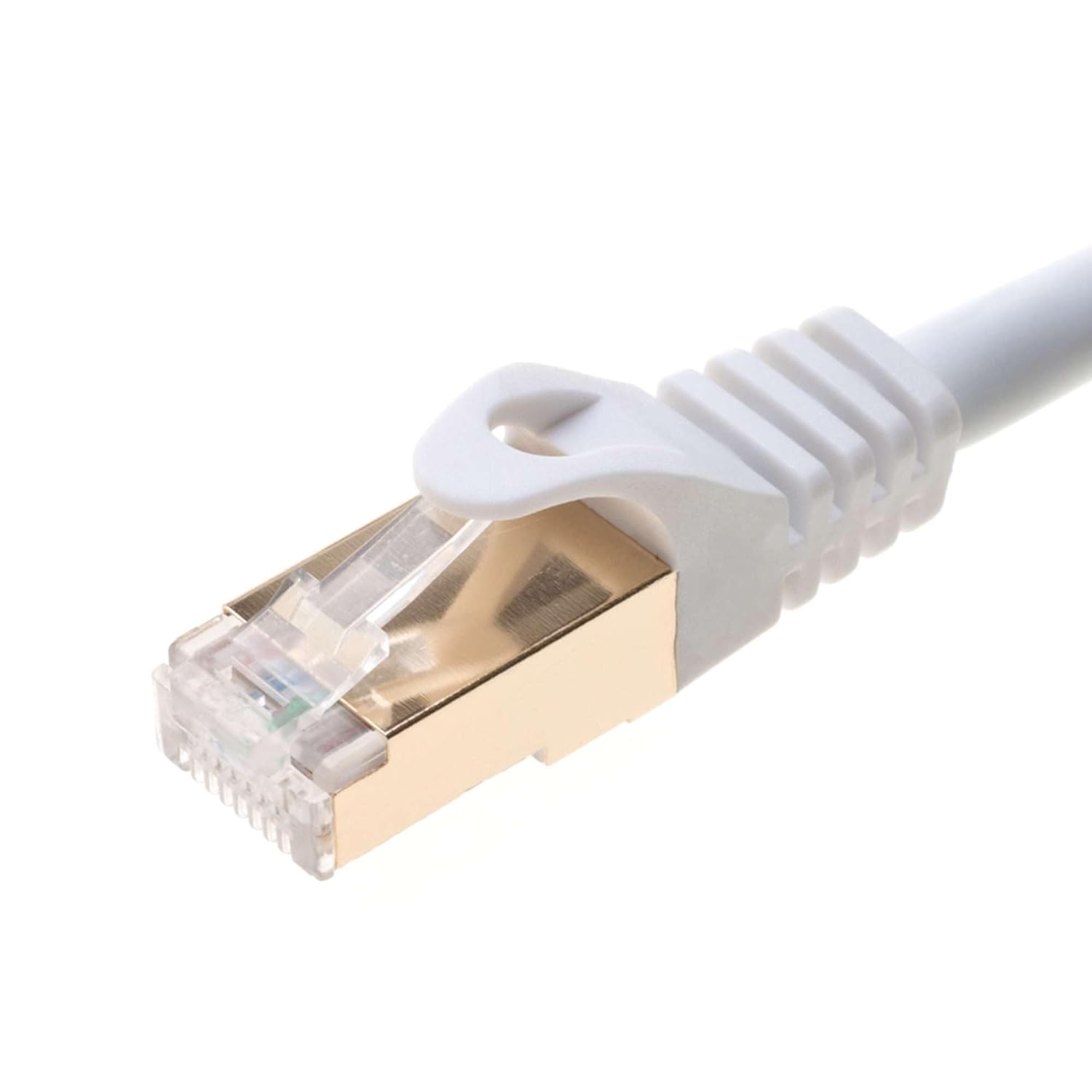 Angle. Cables Direct Online - Cat7 S/FTP Copper Ethernet Cable 10Gbps 600MHz Shielded RJ45 LAN Patch Cord for Gaming, Streaming & Networking, 25ft - White.