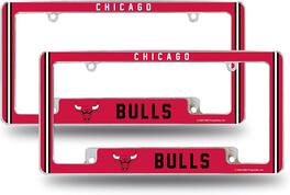 Rico Industries - Chicago Bulls (Set of 2) Chrome Metal License Plate Frames with Bold Full Frame Design - Multi