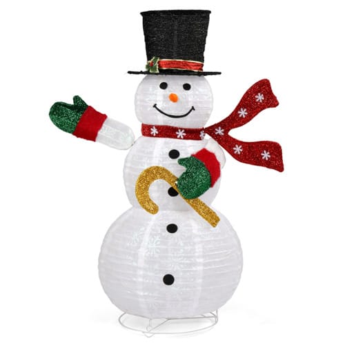Winado - 4 FT Christmas Lighted Pop-Up Snowman with Top Hat Scarf for Outdoor Holiday Lawn Decoration - Multicolor