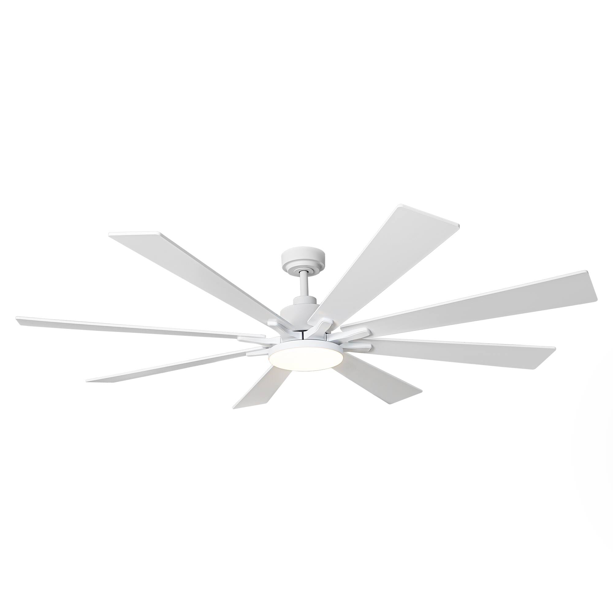 Alt View 8. Vaczon - 72" Modern Industrial Large Smart Ceiling Fan with Light and APP Control, Dual Color Blades, DC Motor - White.