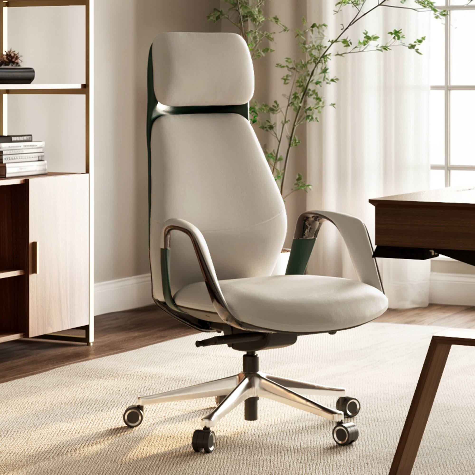 Angle. Eureka Ergonomic - Executive Ergonomic Office Desk Chair - Off-white.