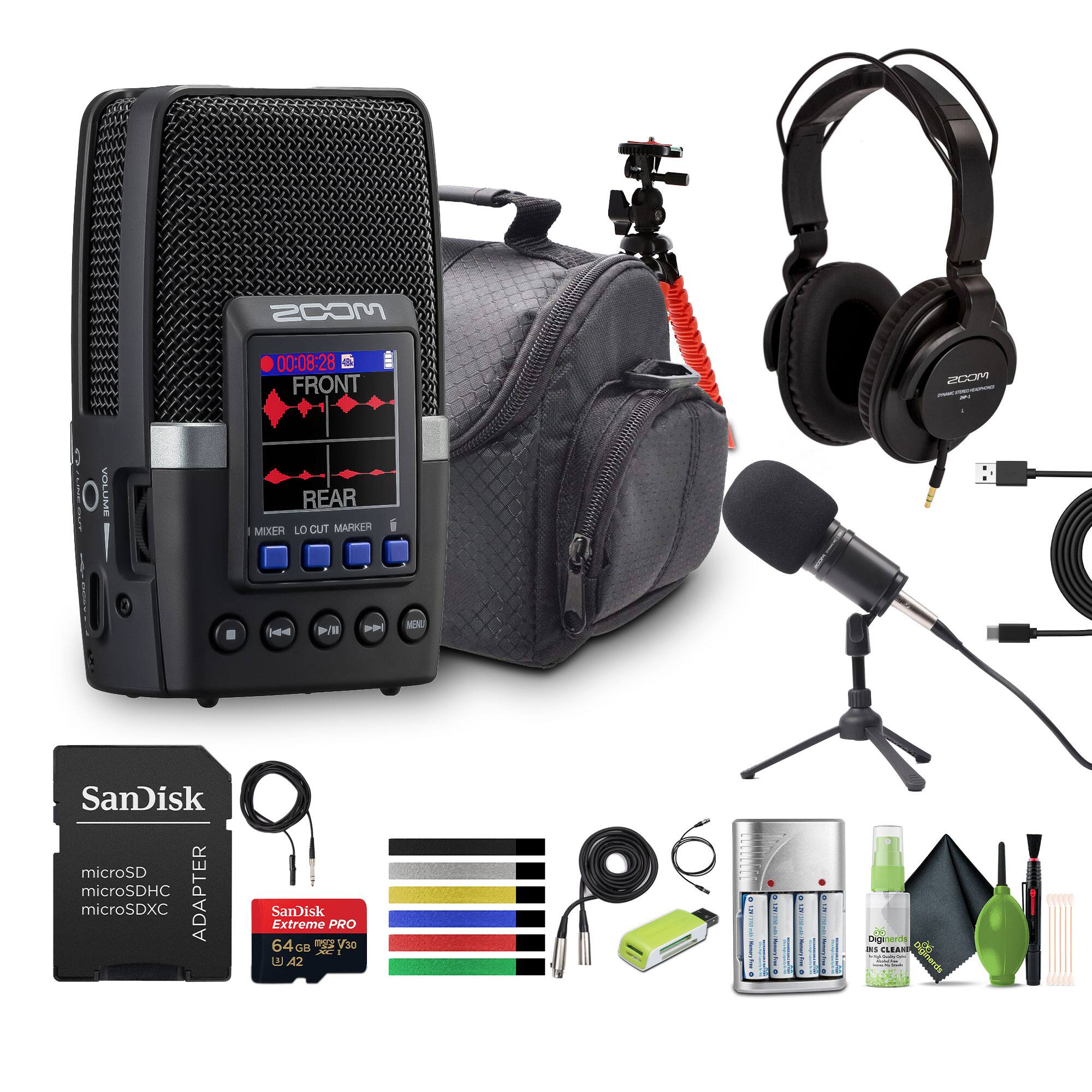 Zoom - H2essential Multi-mic Handy Recorder with Tripod, Bag, Headphones, and More Bundle - Black