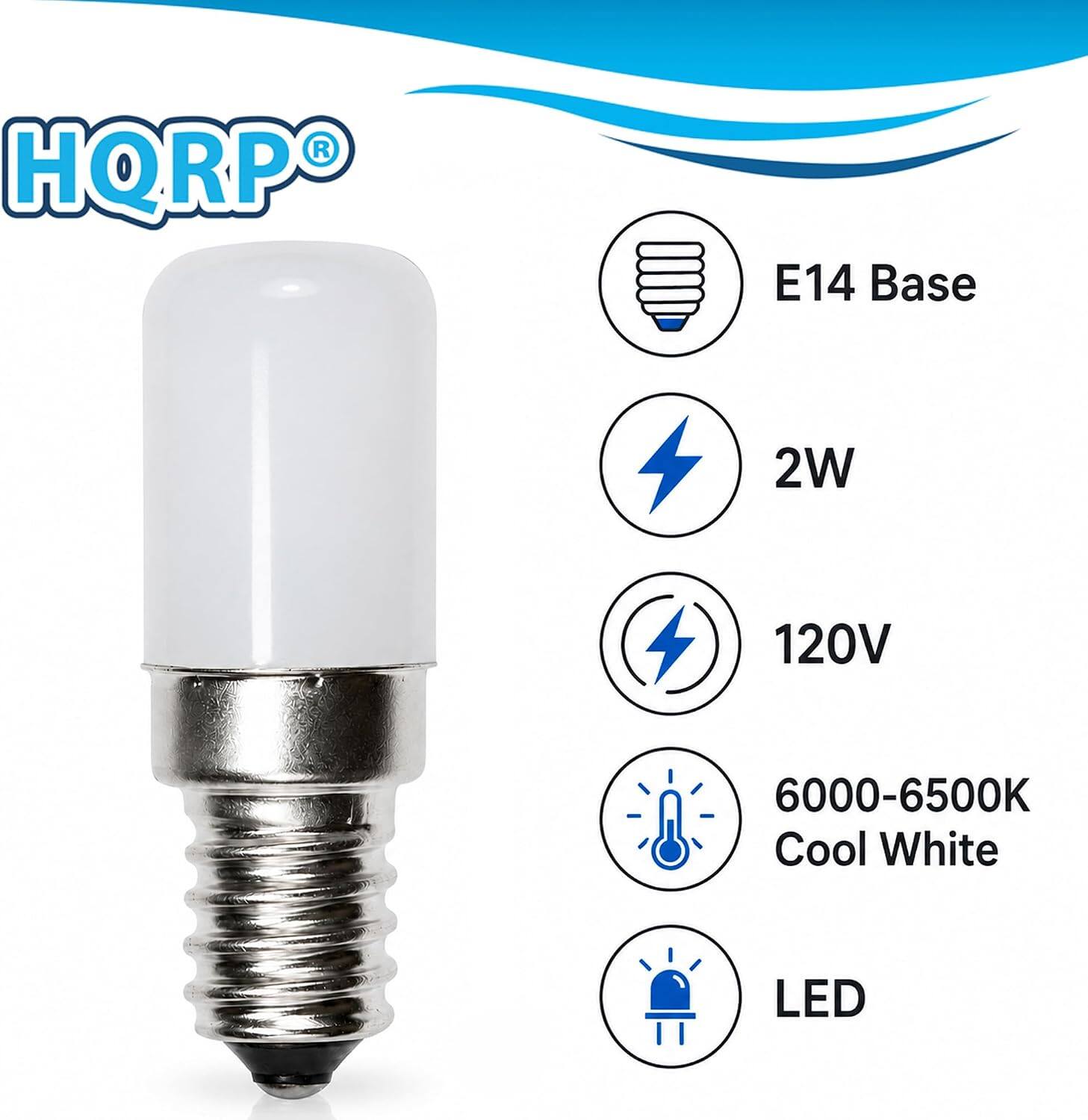 HQRP  
E14 Base  
2W  
120V  
6000-6500K Cool White  
LED