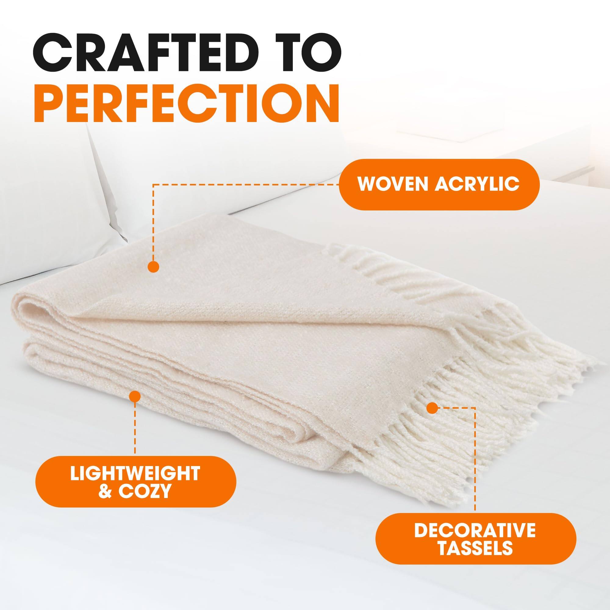 CRAFTED TO PERFECTION

WOVEN ACRYLIC

LIGHTWEIGHT & COZY

DECORATIVE TASSELS