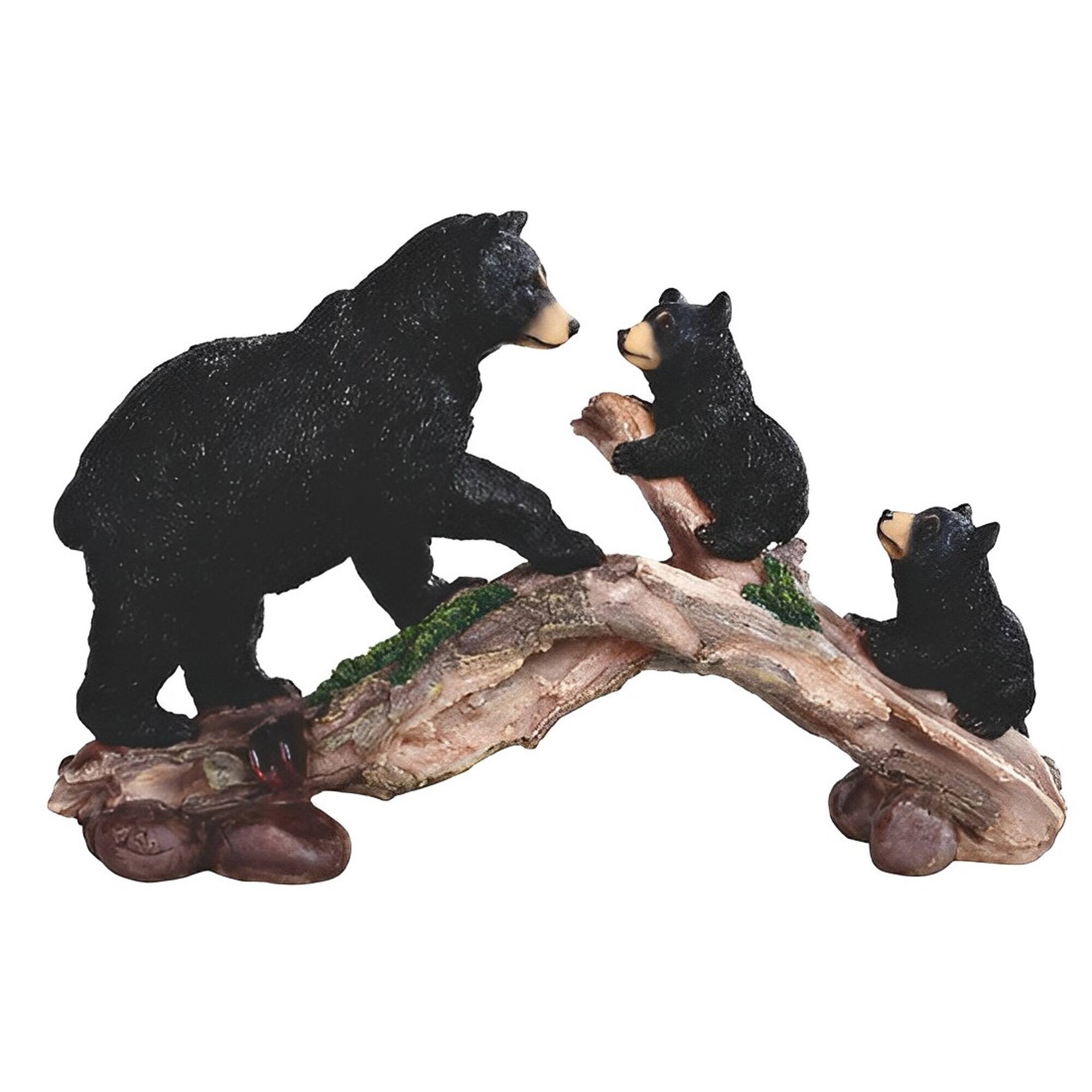 Front. FC Design - FC Design 11.75"W Bear with Cubs Climbing on Tree Bear Family Figurine Statue Office Desk Tabletop Home Decor Gift - Multi-Color.